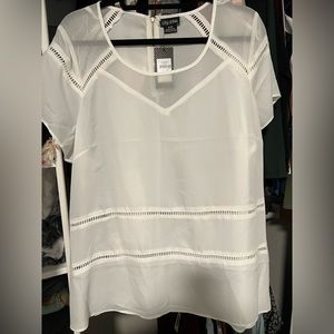 NWT City Chic White Sheer Top - Short Sleeves, size M, 18